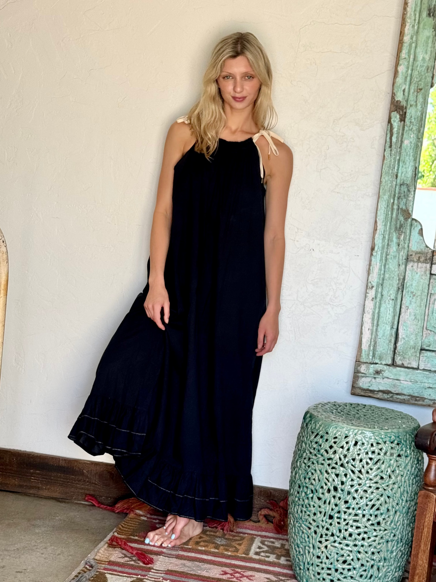 Silk Goddess dress Navy Blue