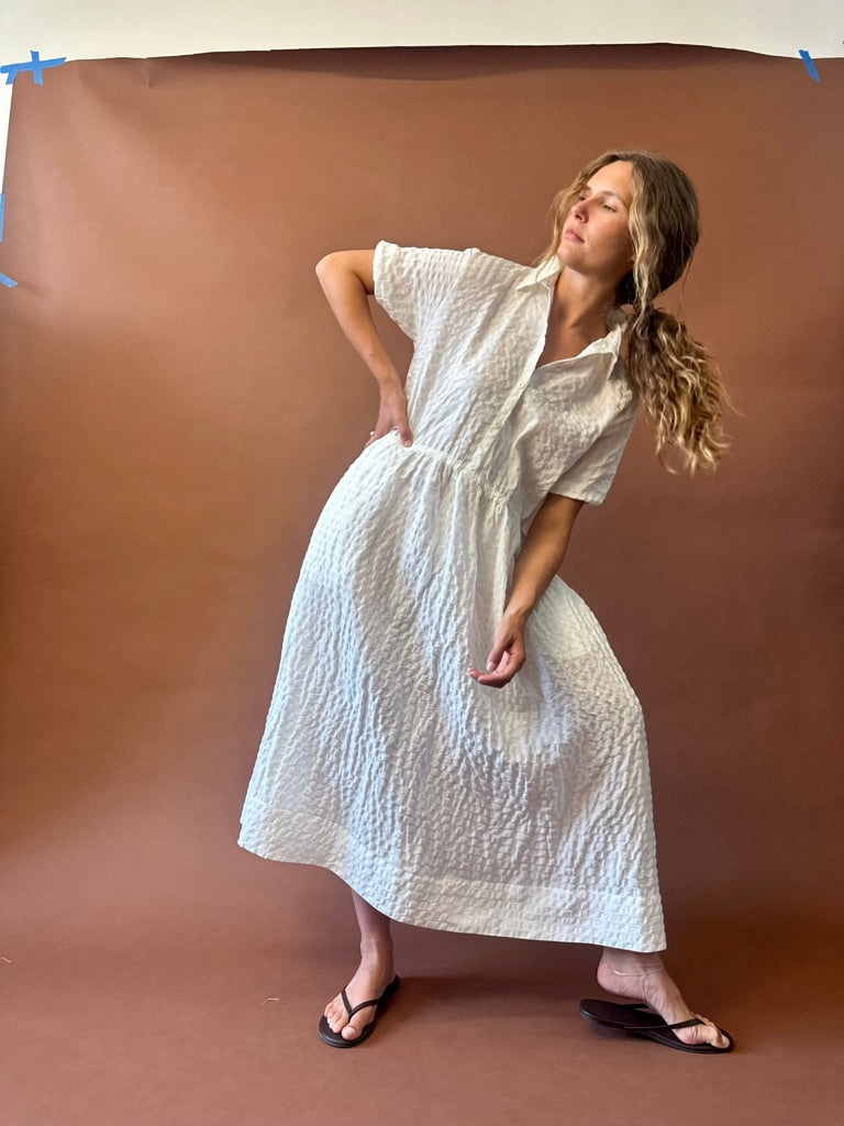 SHIRTDRESS SEERSUCKER CHALK WHITE