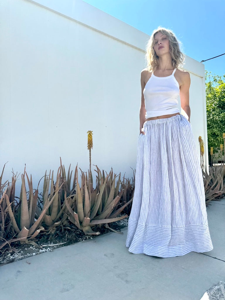 Linen striped maxi Skirt