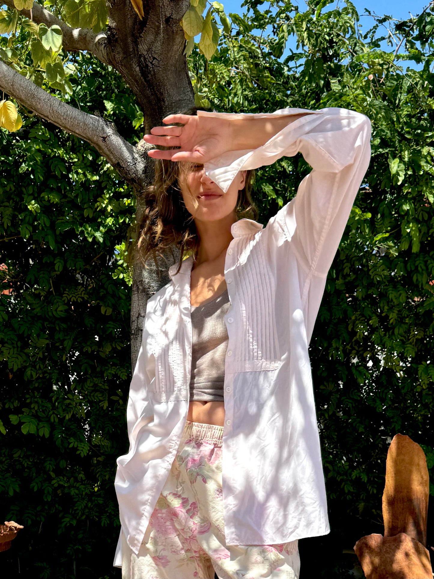 Tuxedo Shirt Cotton Peach