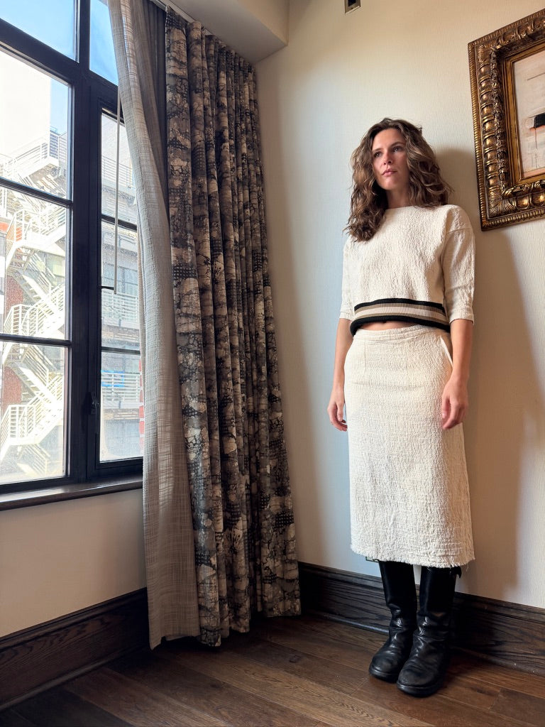 Boucle Skirt in Chalk