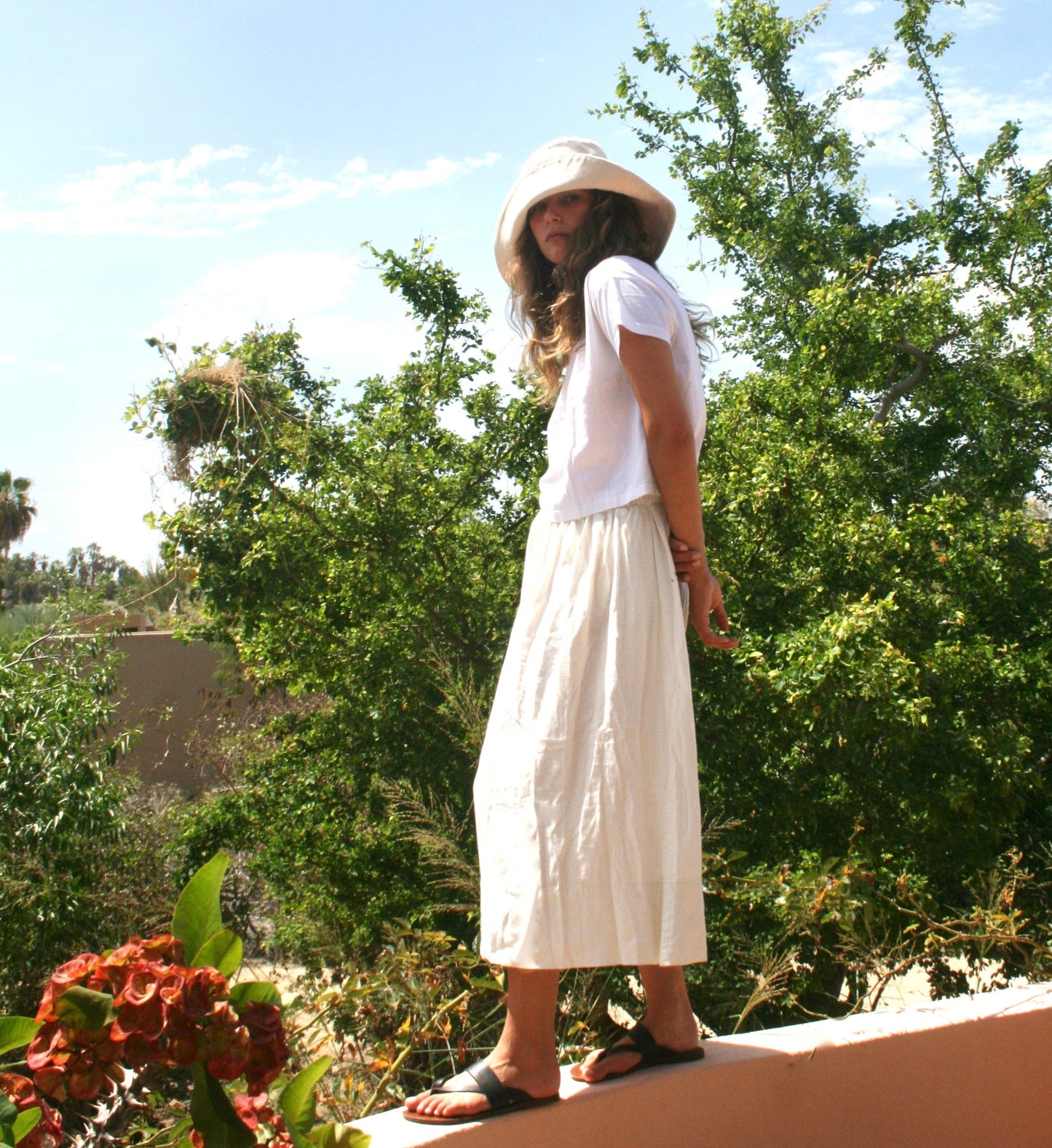 Skirt in natural linen