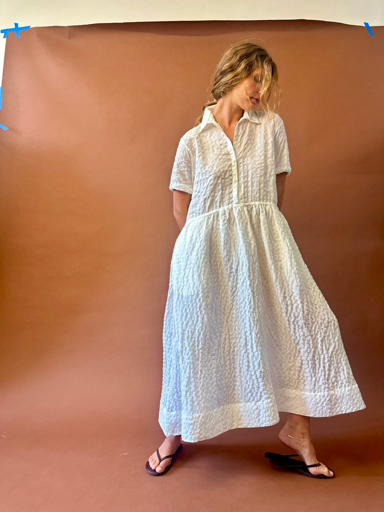 SHIRTDRESS SEERSUCKER CHALK WHITE
