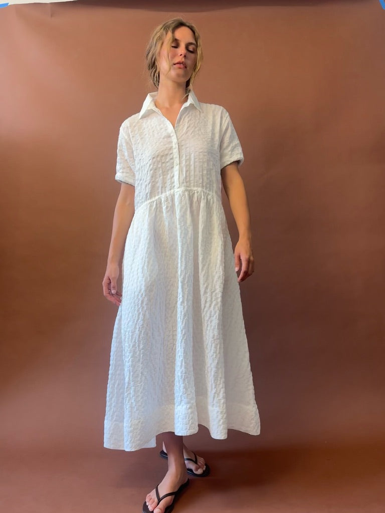 SHIRTDRESS SEERSUCKER CHALK WHITE
