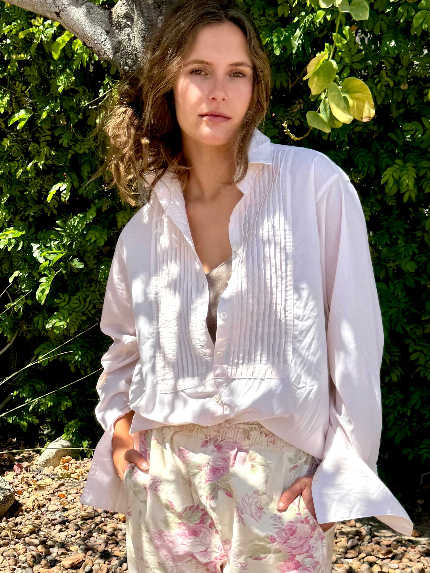 Tuxedo Shirt Cotton Peach