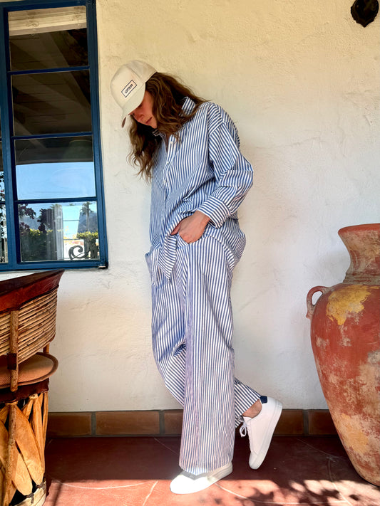 BLUE STRIPED COTTON PANT