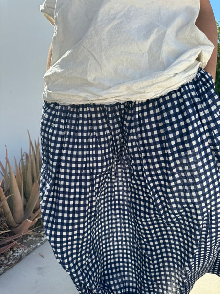 Check blue and white skirt