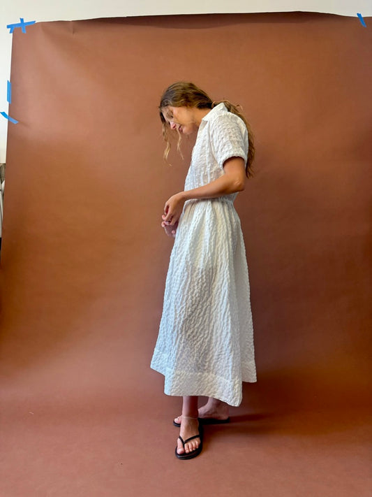 SHIRTDRESS SEERSUCKER CHALK WHITE