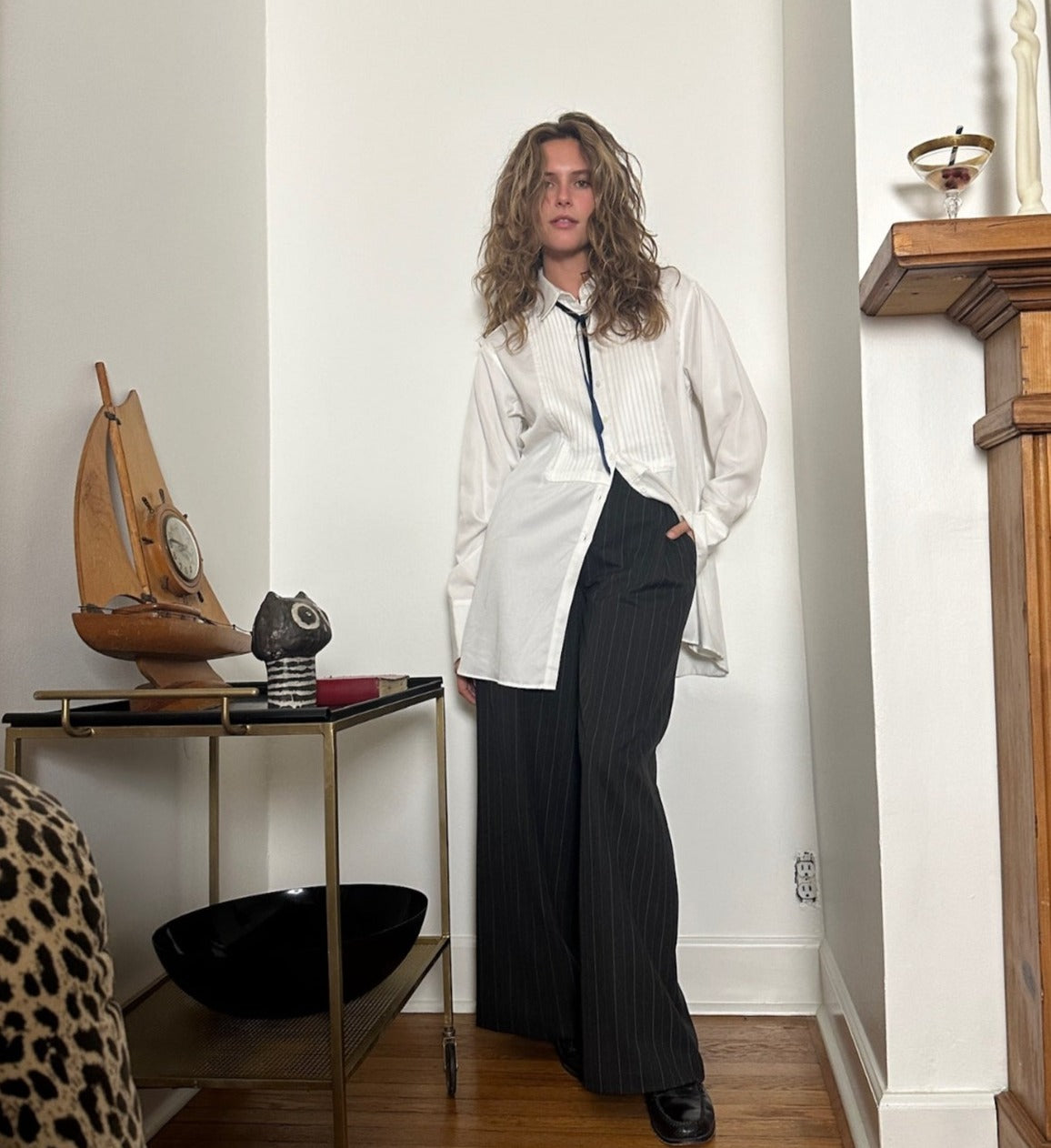 Pants Pleated Pinstripe