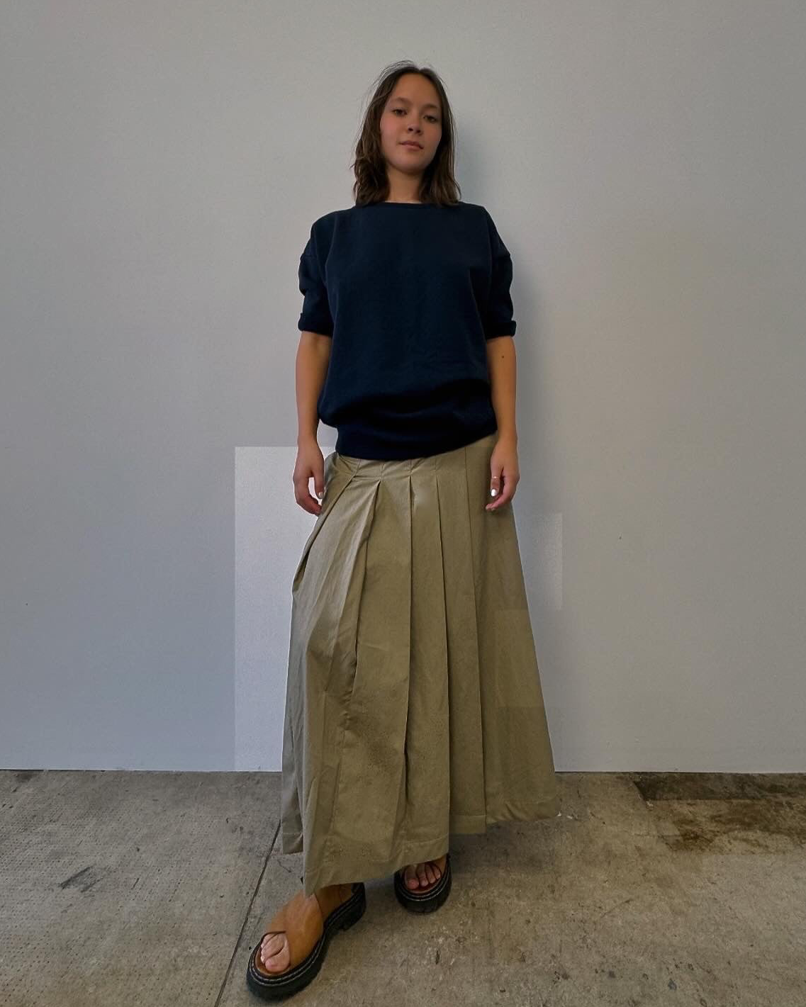 KHAKI WRAP SKIRT