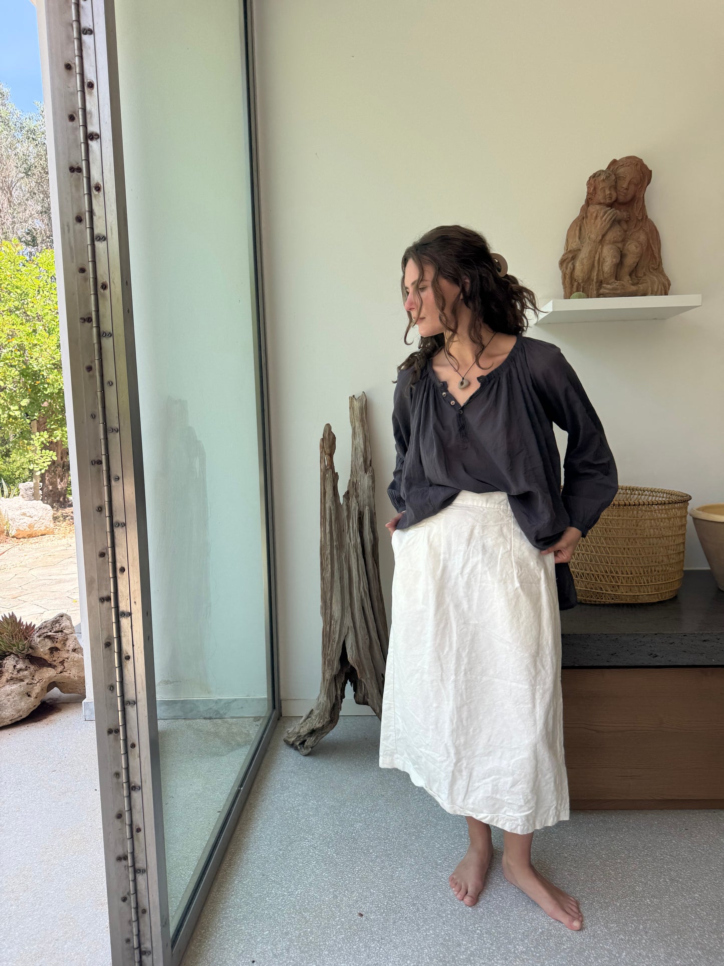 BOHO POET BLOUSE AUBERGINE