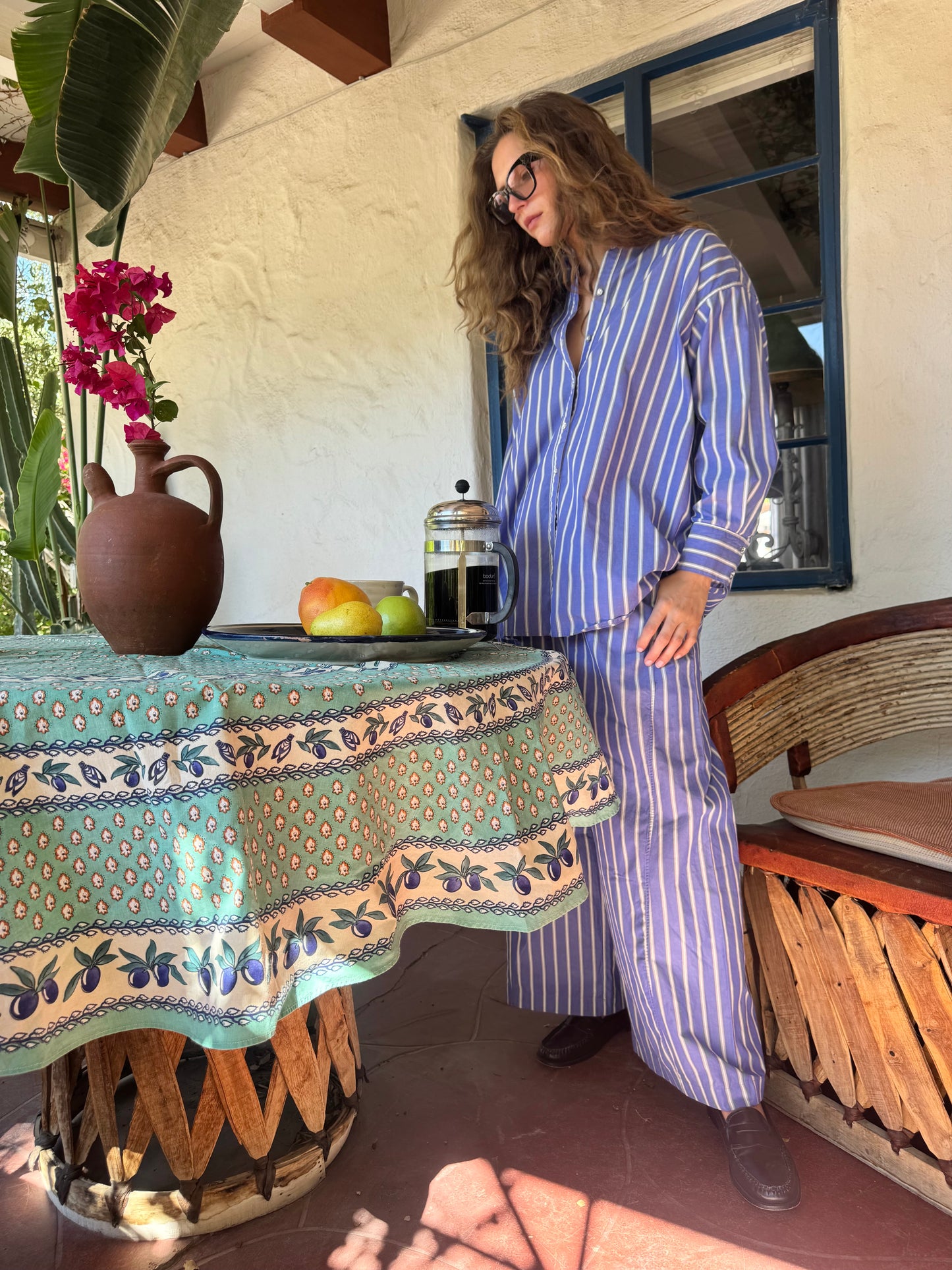 STRIPED COTTON LAWN ARTIST SHIRT