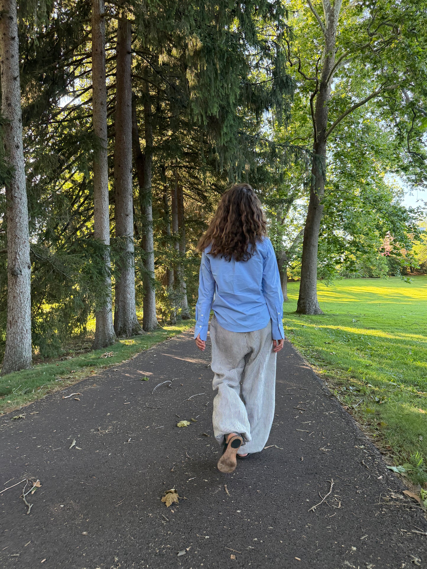 STRIPED LINEN PANT WITH CUFF