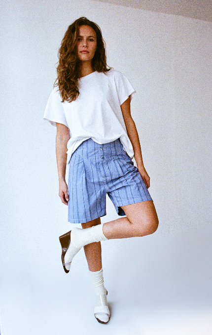 FRENCH BACK BOXERS BLUE OXFORD