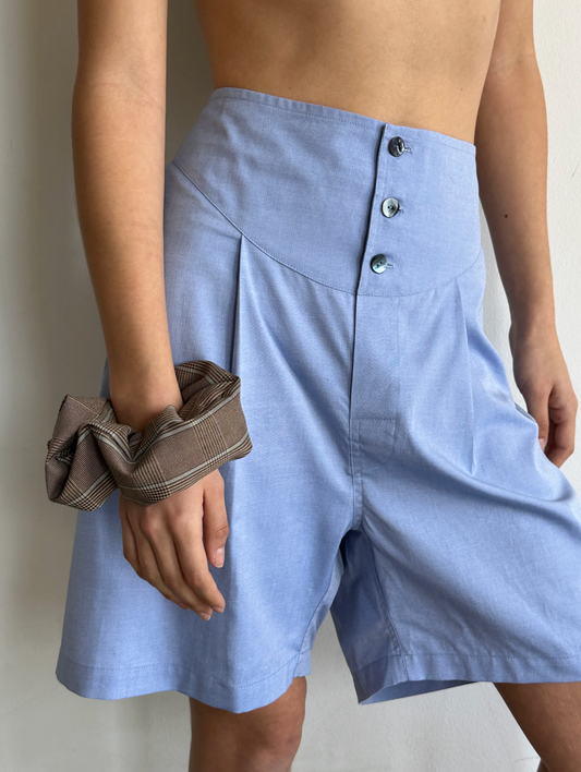 FRENCH BACK BOXERS BLUE OXFORD