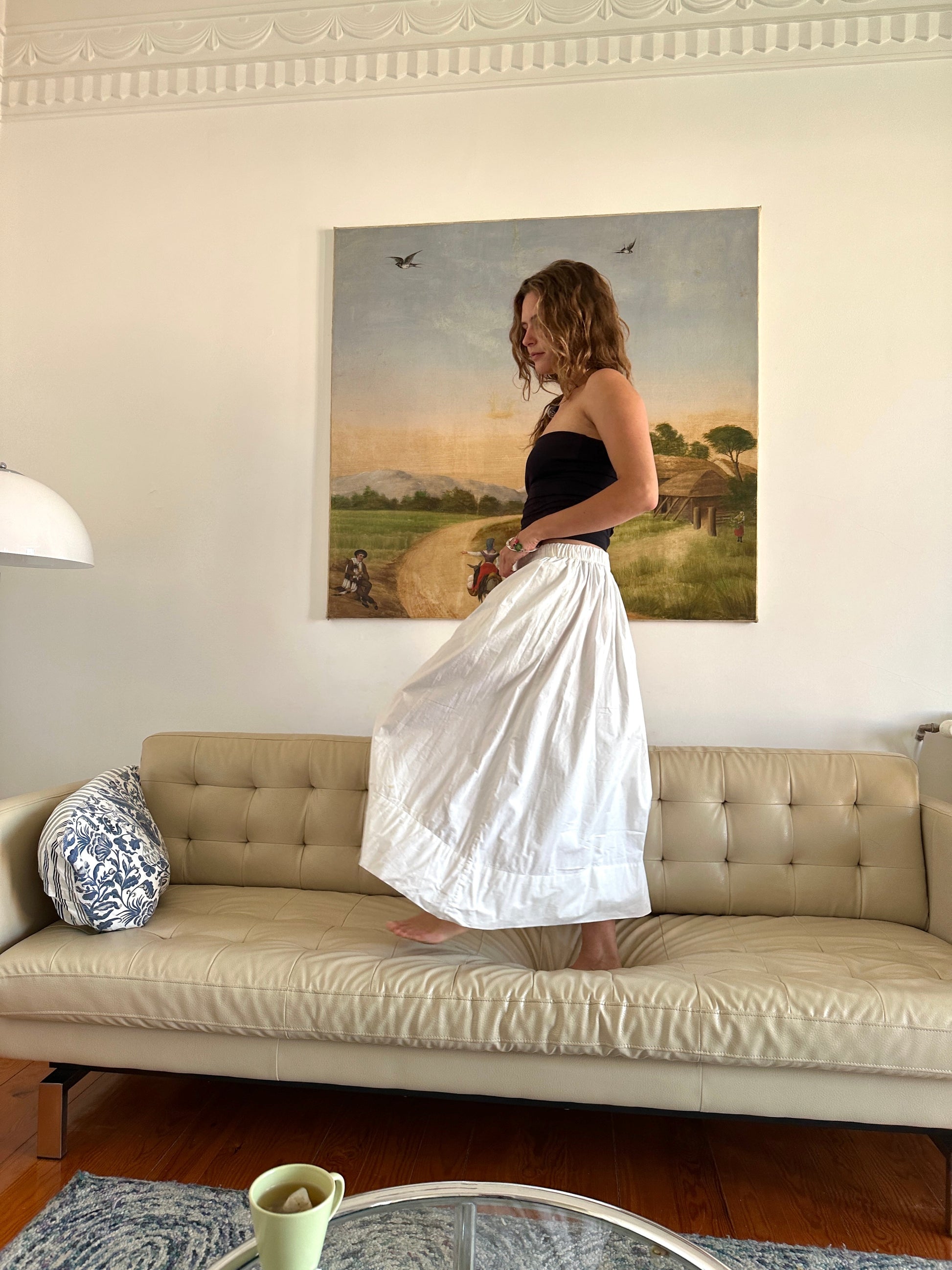 White Brushed Cotton Skirt