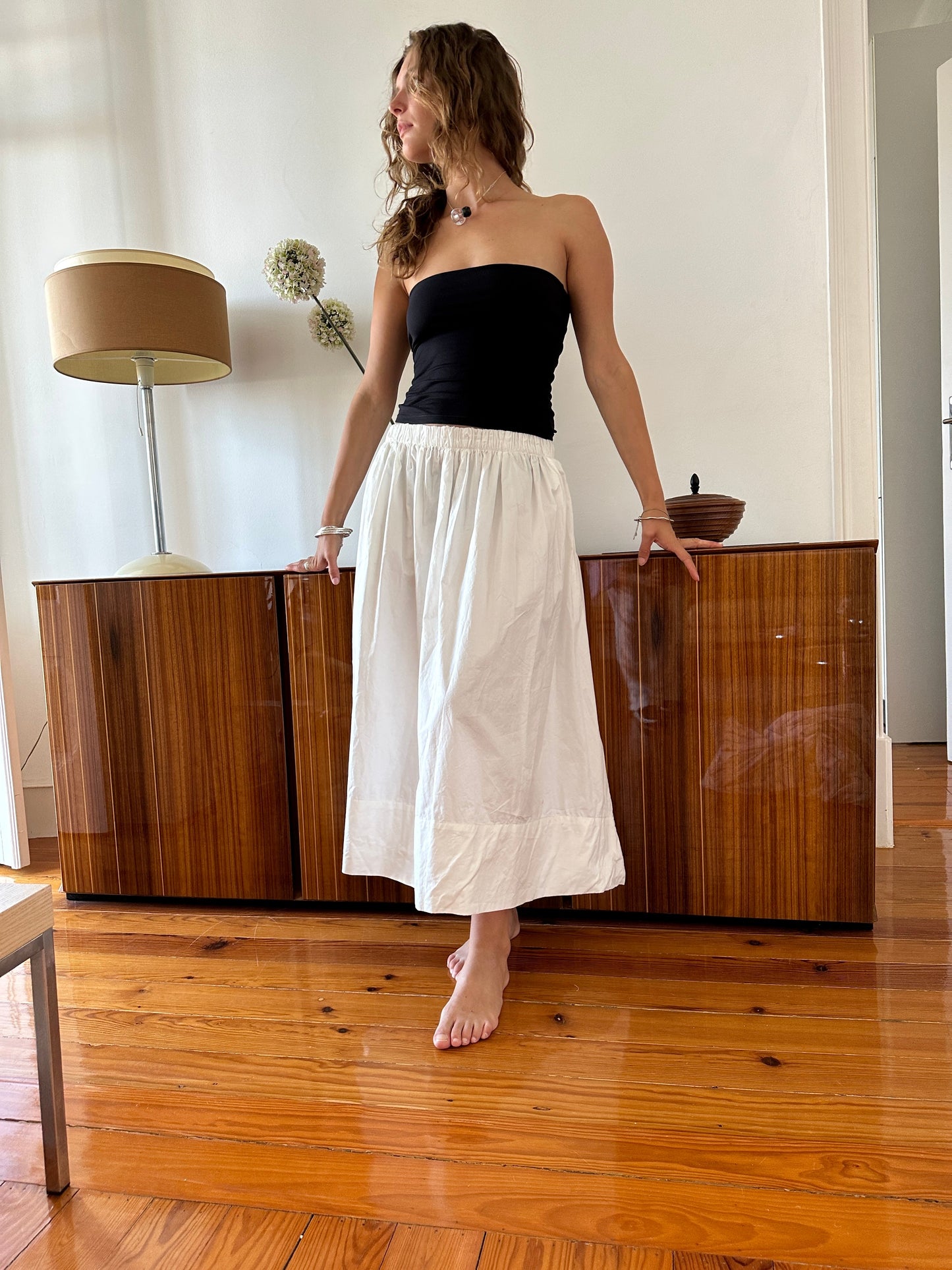 White Brushed Cotton Skirt