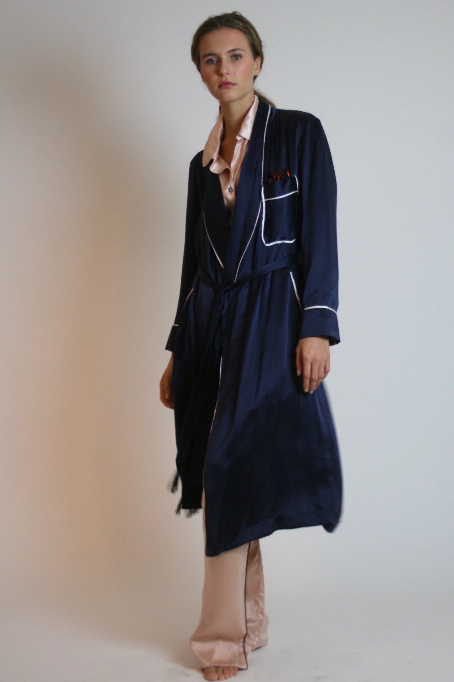 Silk Navy Robe