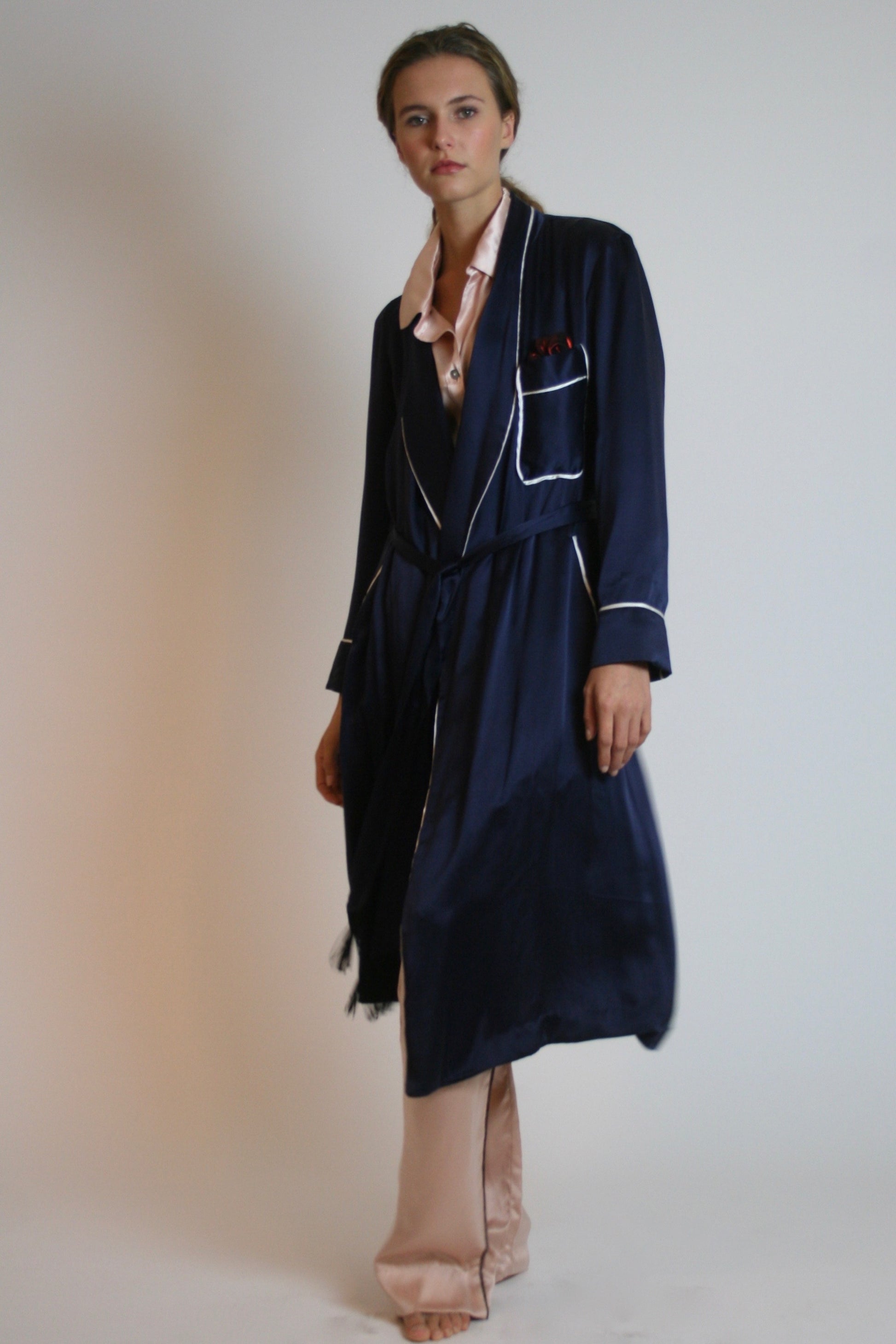 Silk Navy Robe