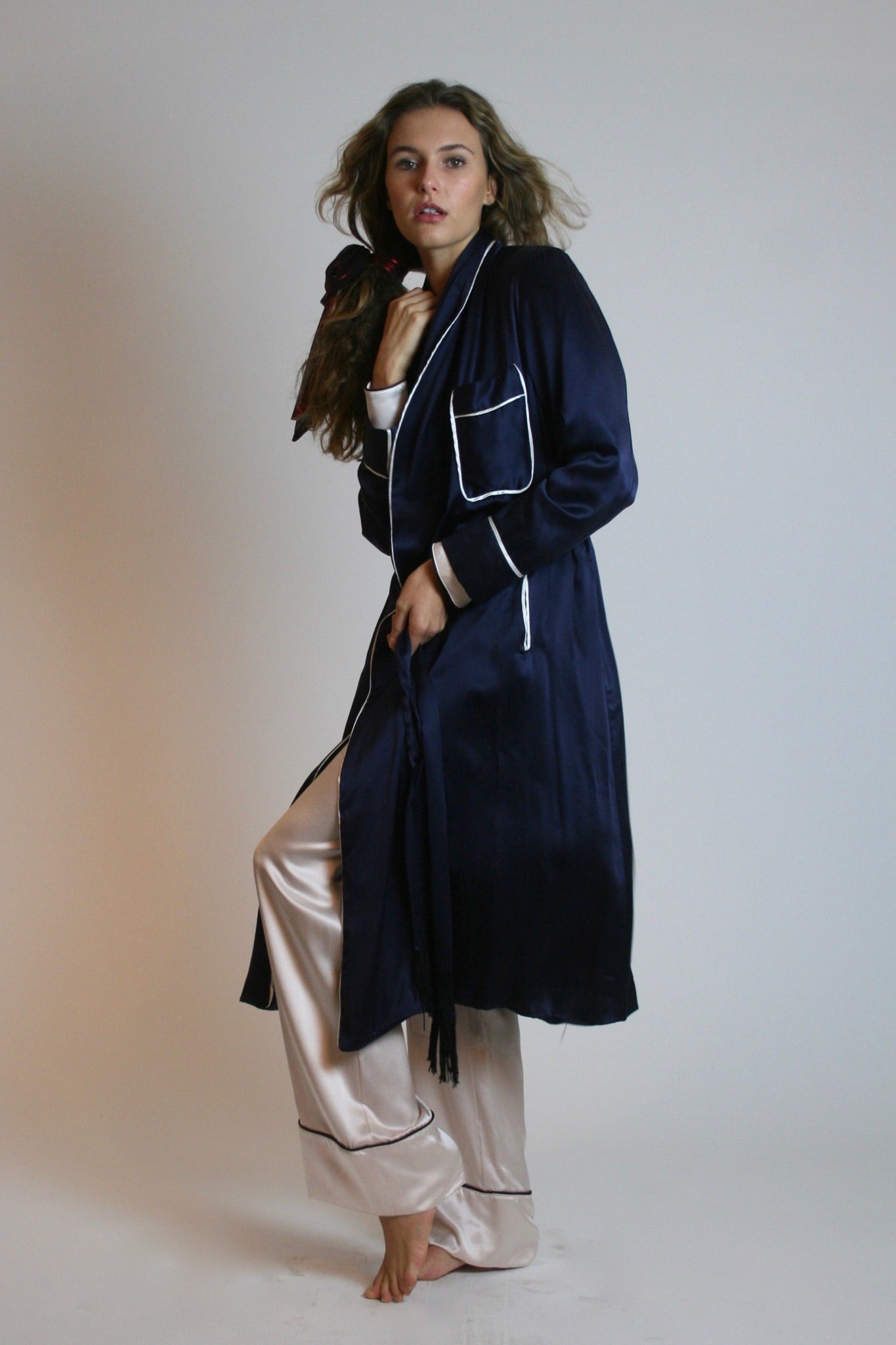Silk Navy Robe