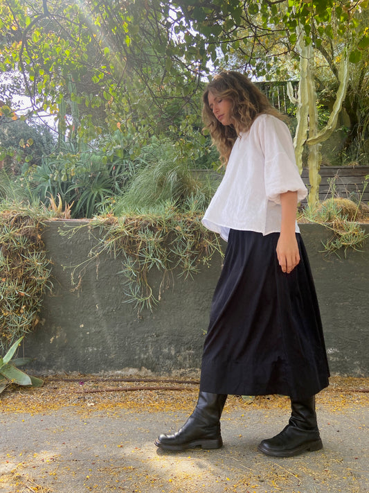 Black Cotton Silk Skirt