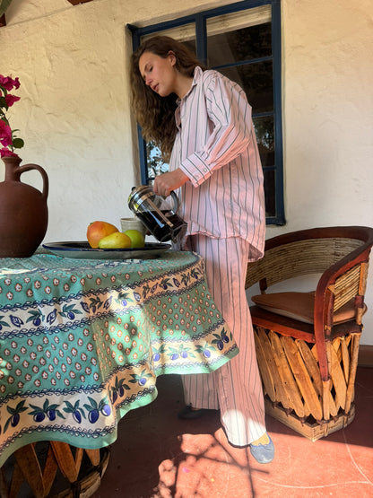 SOFT PINK STRIPED COTTON LAWN SHIRT