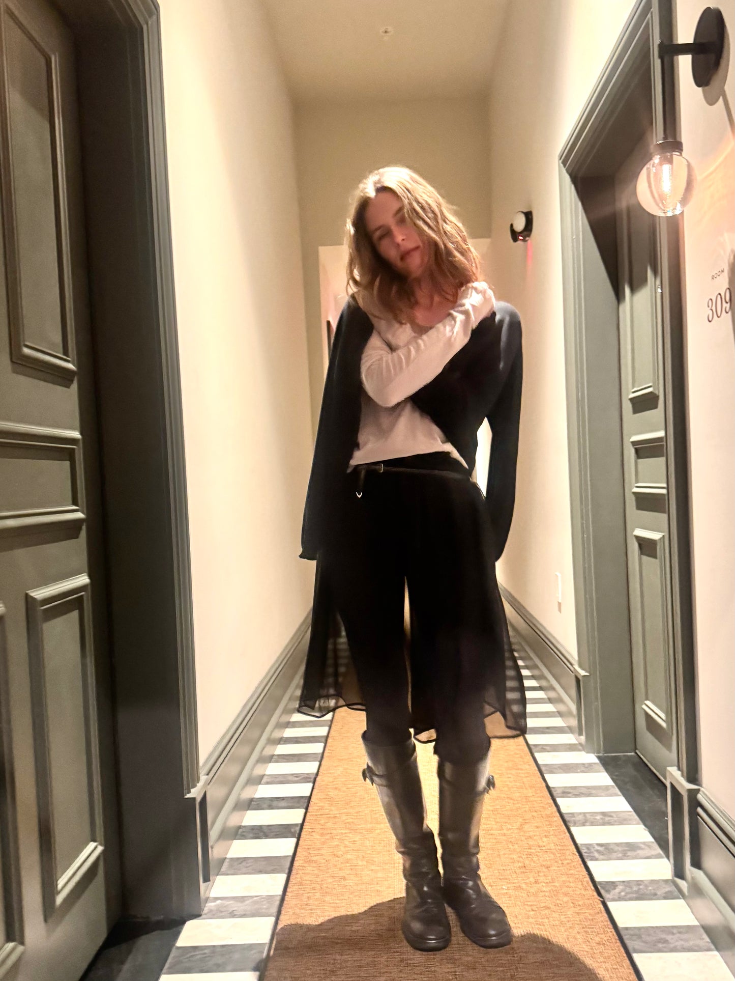 Sheer Black Silk Crepe Wrap Skirt