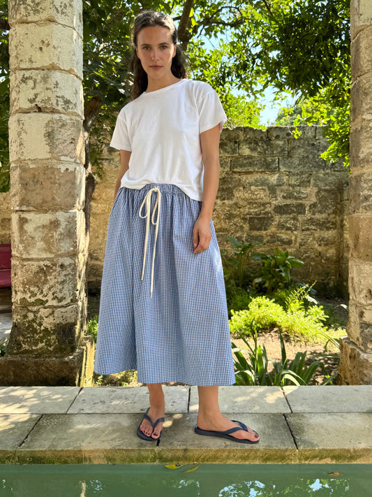 Blue Gingham Skirt Drawstring
