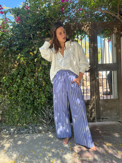 BLUE & WHITE STRIPED COTTON PANT