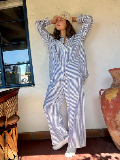 BLUE STRIPED COTTON PANT