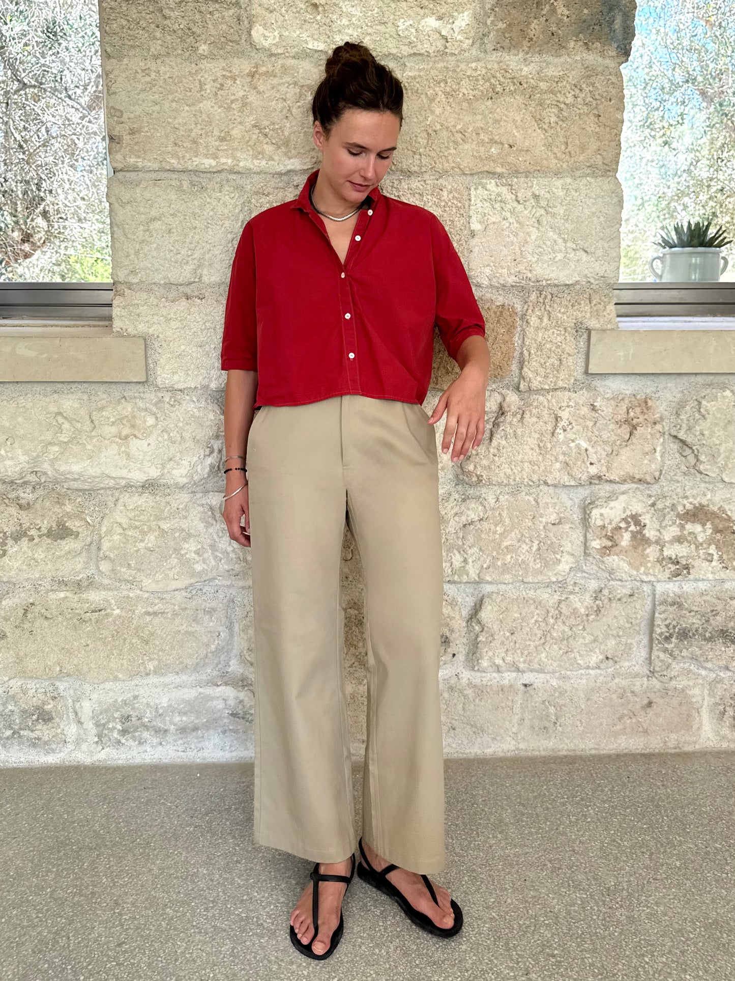 Gabby 3/4 sleeve blouse Cherry red