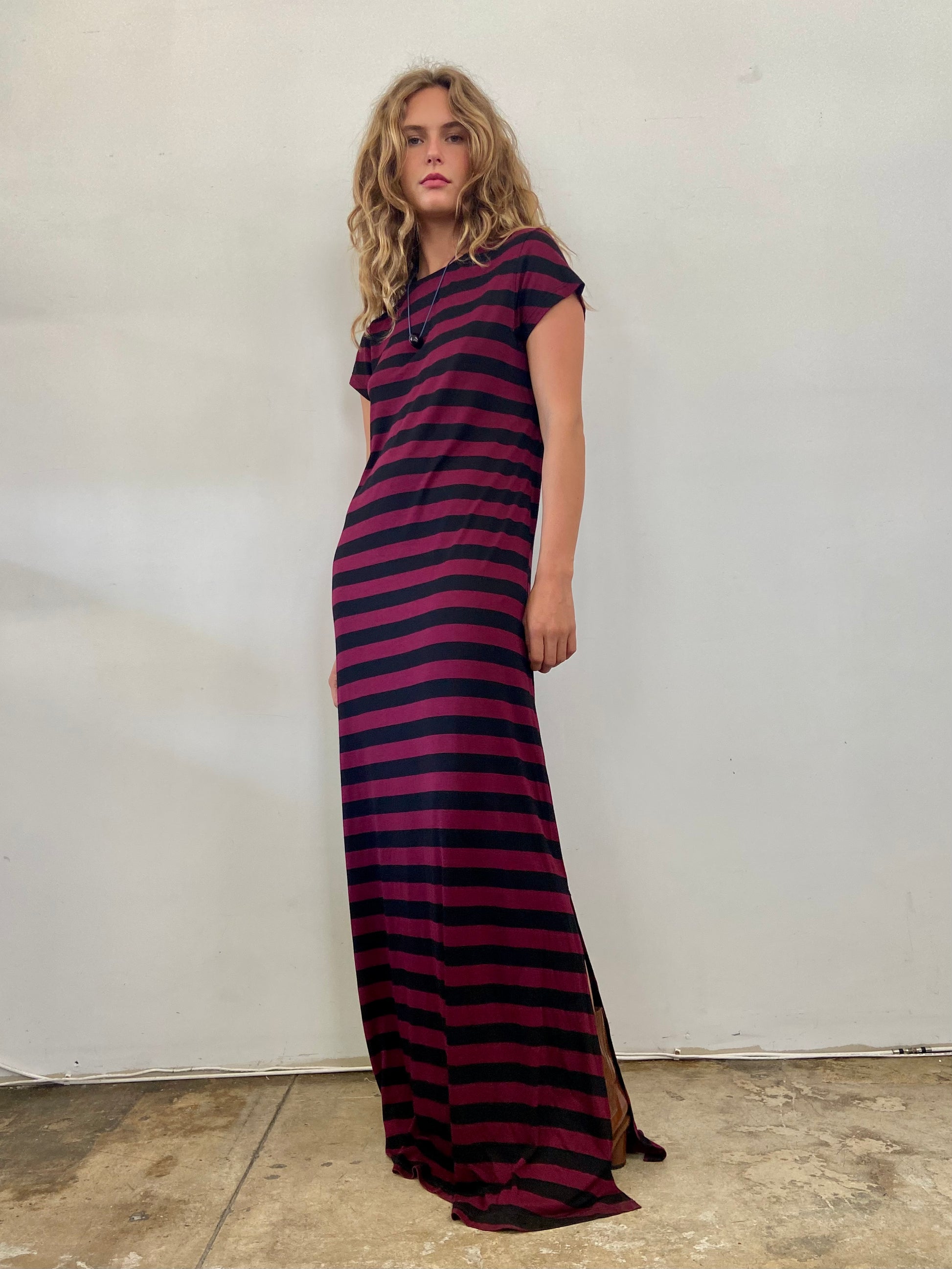 rugby t shirt dress Chocolate Stripe Rugby Collar T-Shirt Dress