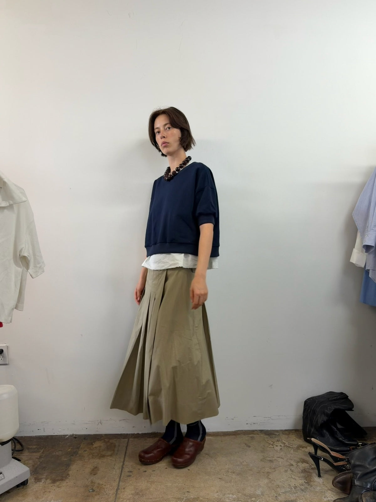 KHAKI WRAP SKIRT