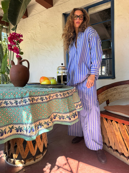 BLUE & WHITE STRIPED COTTON PANT