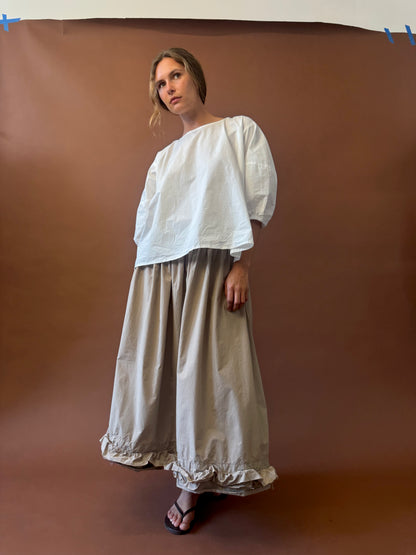 KHAKI RUFFLE SKIRT