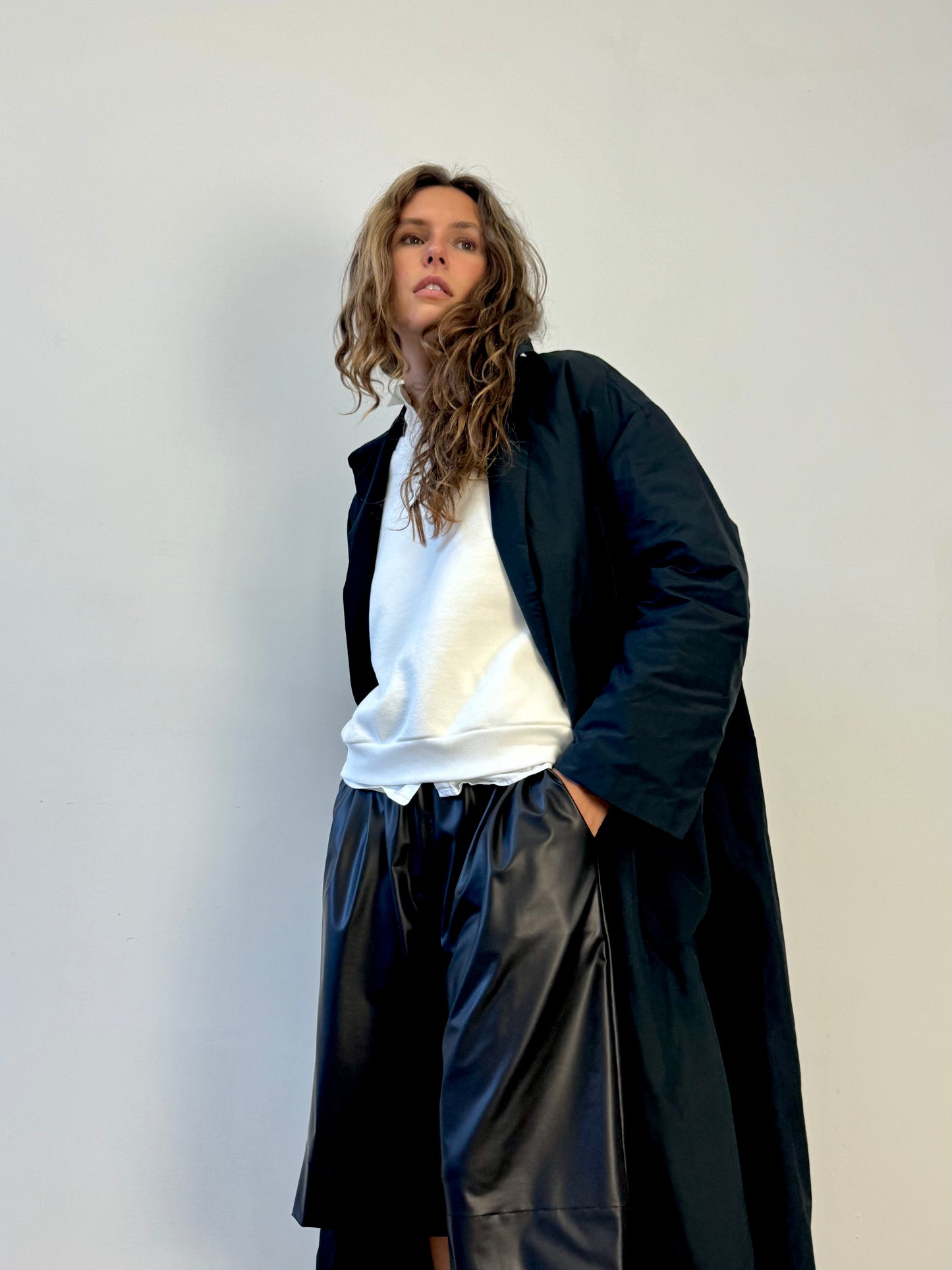 COAT BLACK TAFFETA