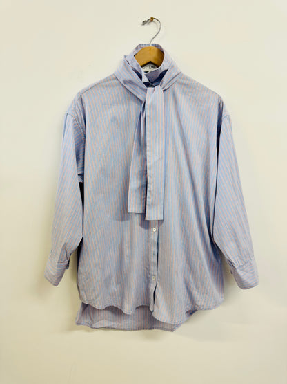 ARTIST SHIRT WITH TIE in Blue Stripe
