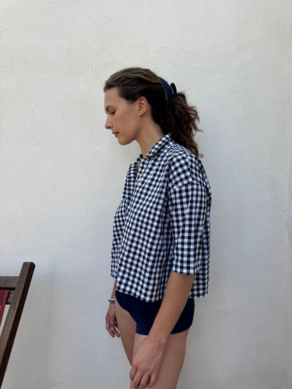 Gabby Swing Shirt Black and white Check