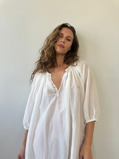 white Sheer cotton voile dress