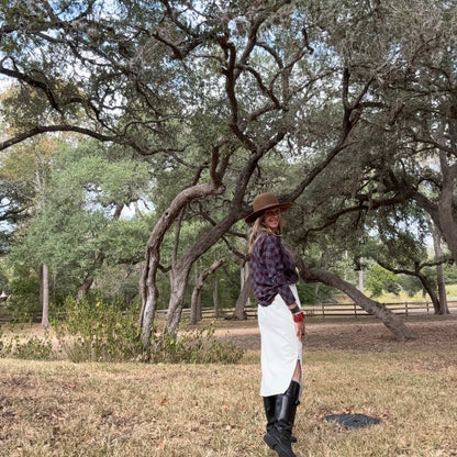 Chalk white denim twill skirt