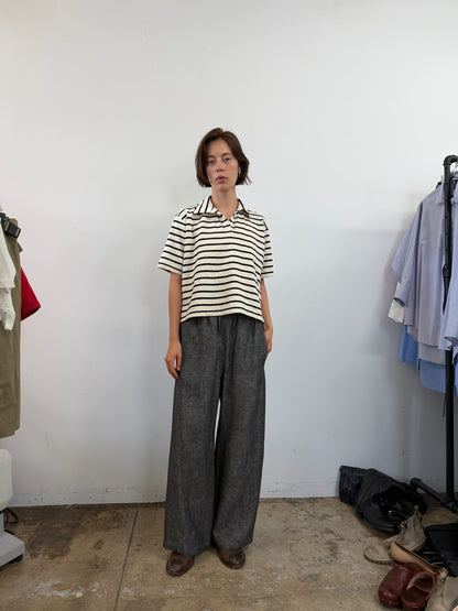 Cotton Polo Shirt Stripe Terry