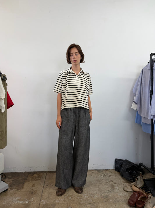 Cotton Polo Shirt Stripe Terry
