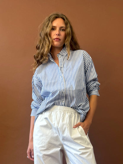 COTTON BLUE STRIPE ARTIST SHIRT