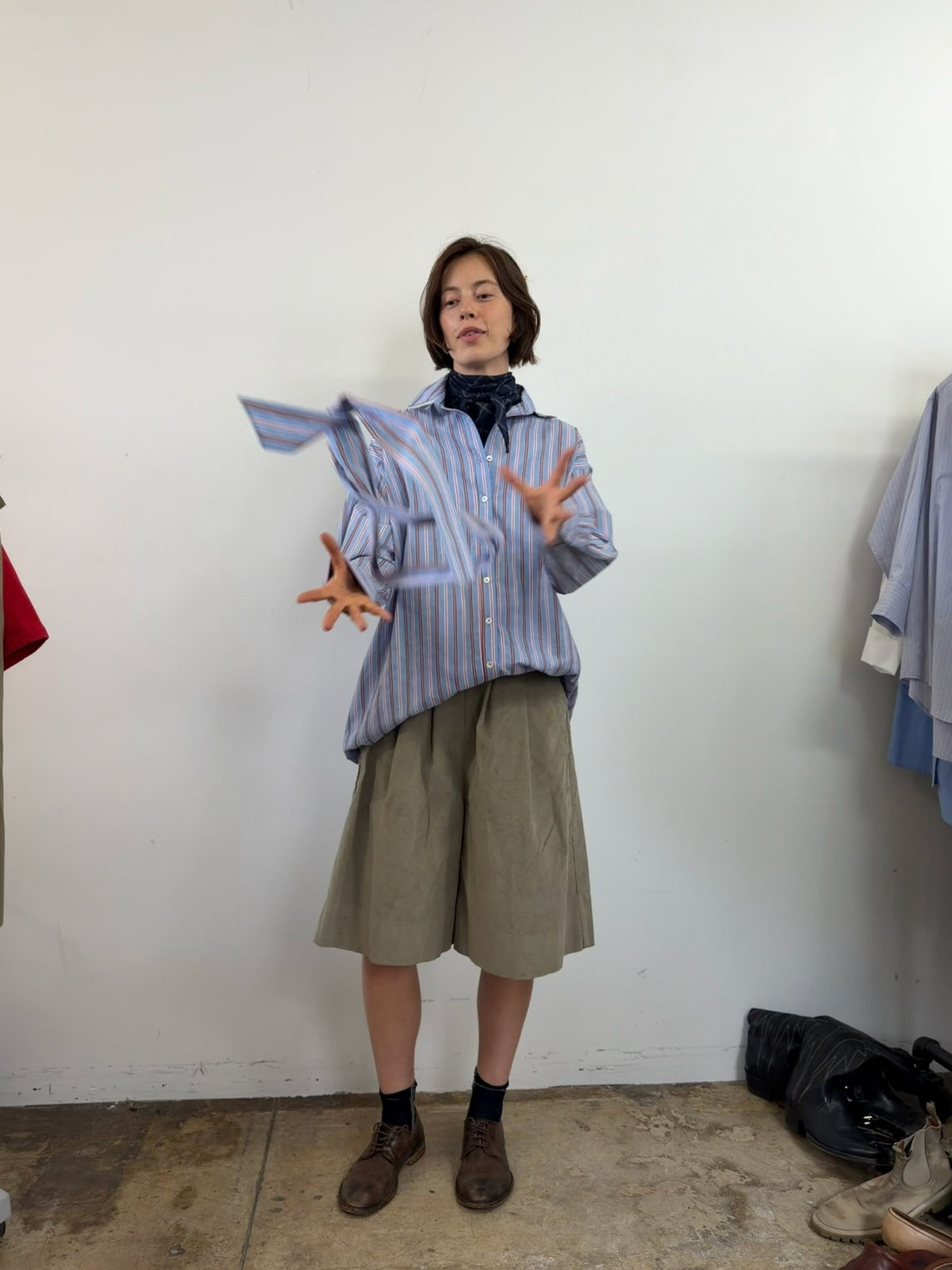 True ARTIST SHIRT WITH TIE in Bastille Stripe