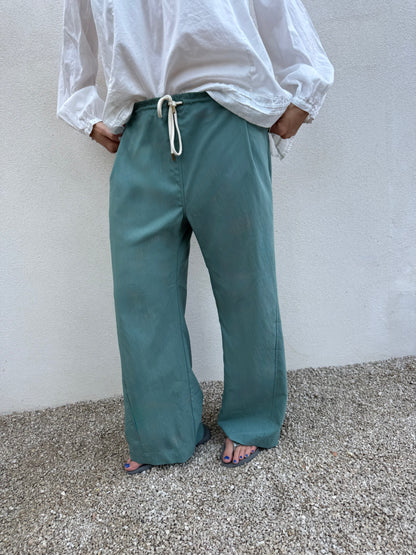 Drawstring Waist Twisted Pants Seafoam