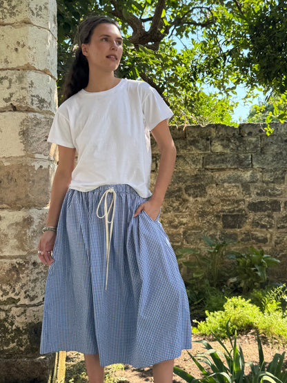 Blue Gingham Skirt Drawstring