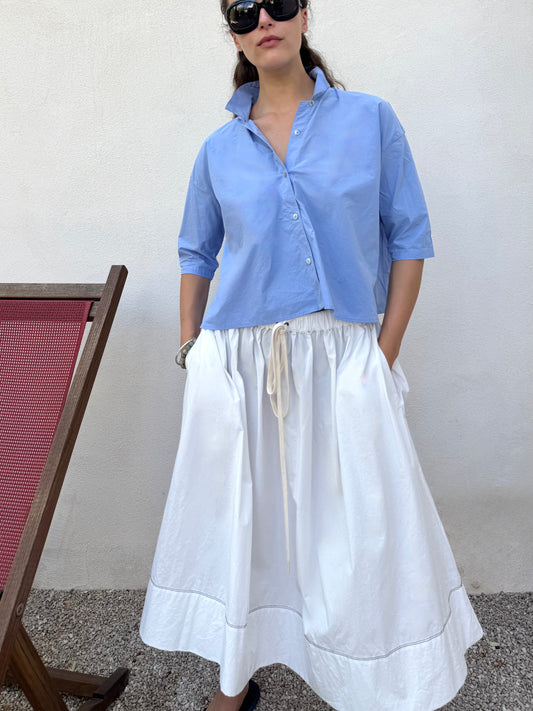 Skirt with Drawstring in White