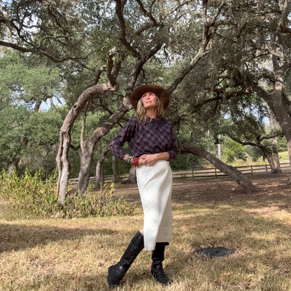 Chalk white denim twill skirt