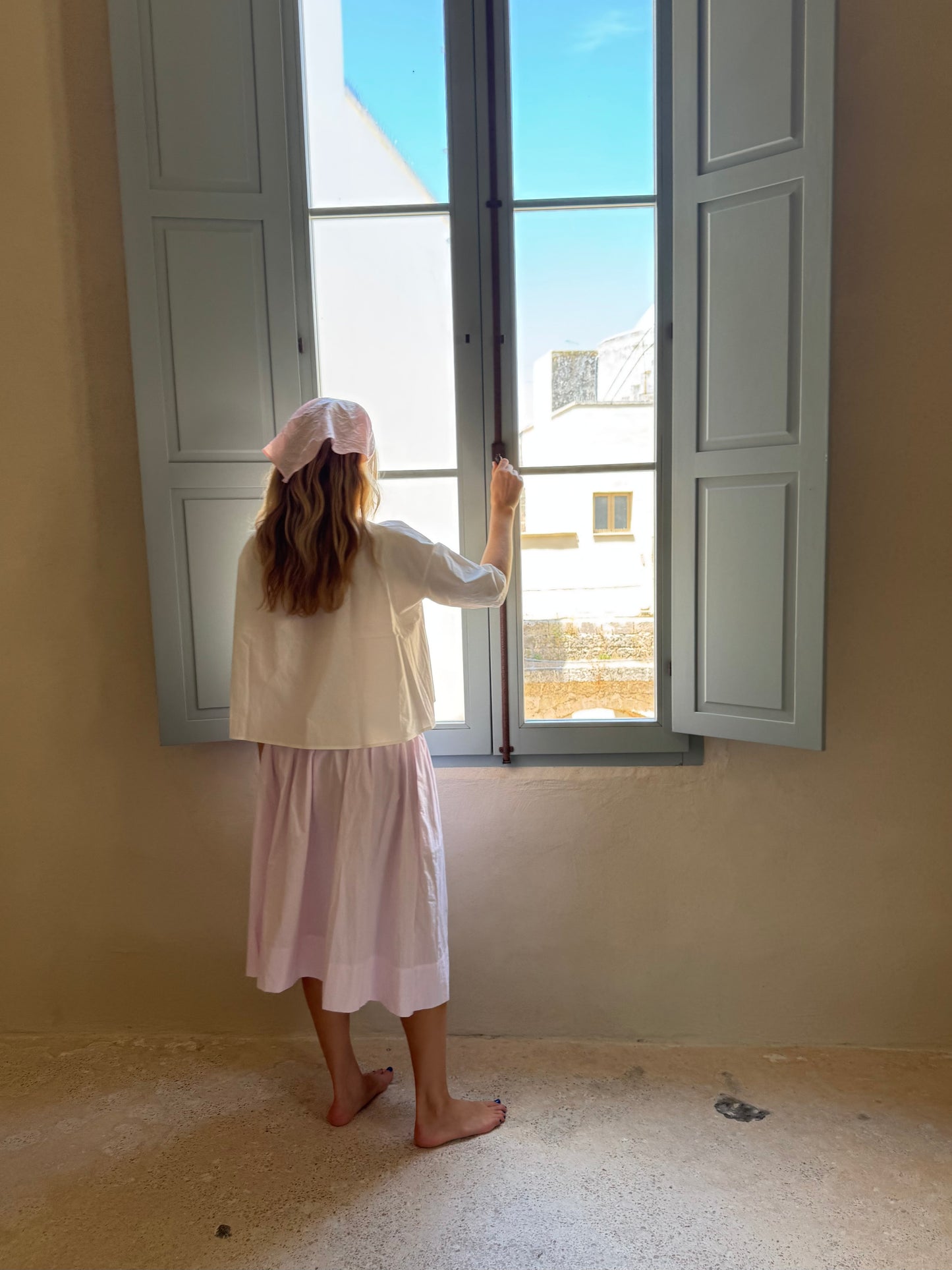Cotton Gathered Drawstring Elastic Skirt