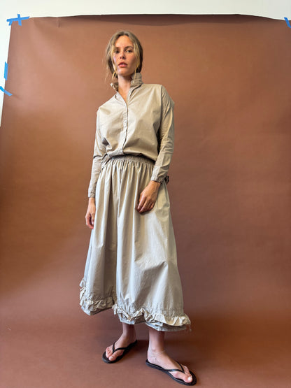 KHAKI RUFFLE SKIRT